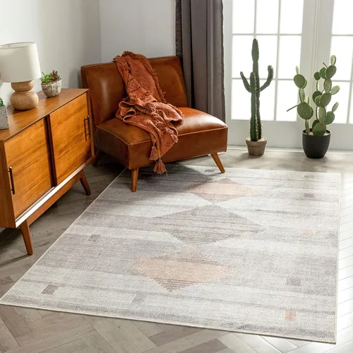 Miniatura 13 de Amesti - Alfombra tejida a máquina, lavable, diseño contemporáneo abstracto envejecido, estilo persa