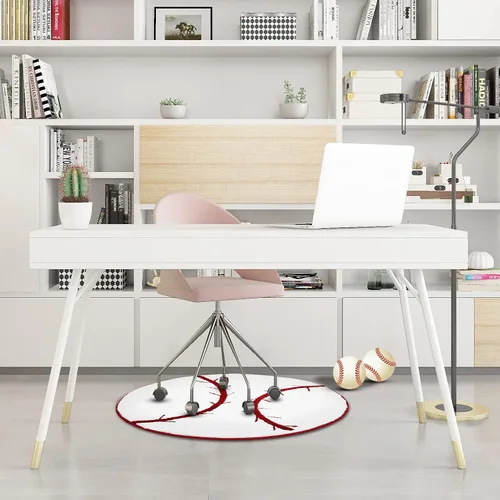 Miniatura 7 de JeogYong Alfombra de béisbol, suave y cómoda con temática deportiva, alfombra redonda para dormitorio, sala de estar, cocina, baño, decoración
