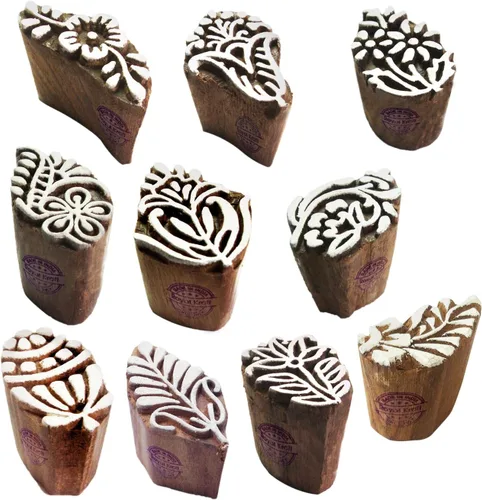Miniatura 18 de Sellos de impresión de arcilla Arty Crafty pequeños bloques de madera con forma floral (juego de 10) Htag2101