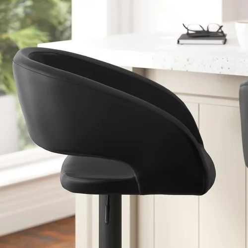 Miniatura 8 de Taylor & Logan Jenna Taburete giratorio ajustable 360 con base negra en vinilo negro
