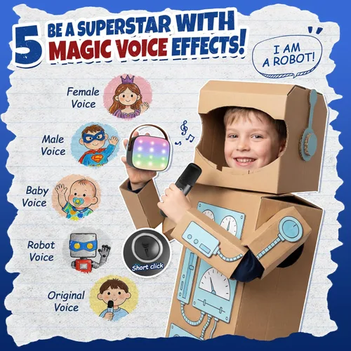 Miniatura 4 de YLL Mini máquina de karaoke para niños y adultos, regalos de cumpleaños para niños de 3, 4, 5, 6, 7, 8, 9 años o más, altavoz Bluetooth portátil