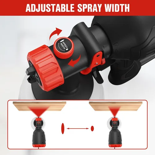 Miniatura 4 de EWORK Pulverizador de pintura de 1000 W HVLP pistola de pintura eléctrica, 180 Din/s, sin adelgazamiento, capacidad de 47.3 fl oz, 4 boquillas y 3