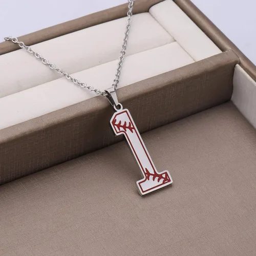 Miniatura 3 de FAADBUK Llavero de béisbol con inicial de béisbol 0-9, joyería de números de la suerte para hombres y mujeres, Metal, Acero inoxidable