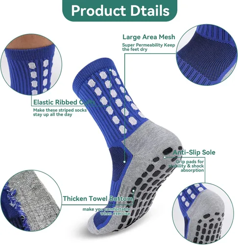 Miniatura 3 de ZXOLDZX 2 Juego de Calcetines de Agarre para Fútbol con Mangas de Protector de Espinilleras, Calcetines de Espinillera para Piernas sin