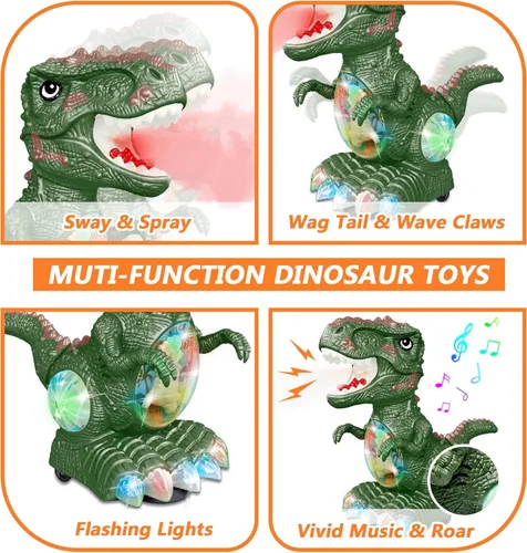 Miniatura 6 de Juguetes de dinosaurio para niños de 3 años, juguete de música de rugido y luces para niños y niñas de 3 a 4 años, juguete de dinosaurio