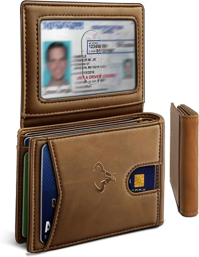 Miniatura 11 de BULLIANT Billetera para hombre, delgada de cuero, bolsillo frontal, tarjetero para regalo, para hombres, 11 ranuras con bloqueo RFID, Minimalista