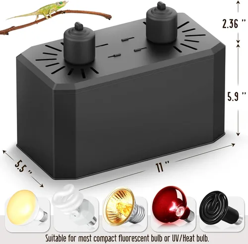 Miniatura 6 de Lámpara de cúpula profunda 2 en 1 para reptiles, lámpara de iluminación de calor de reptiles con encendido/apagado individual para terrarios