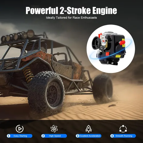 Miniatura 3 de Motor Rovan de 2 tiempos de 30.5 CC, 4 pernos fácil de arrancar, mango de retroceso, motor de refrigeración por aire forzado, compatible con HPI