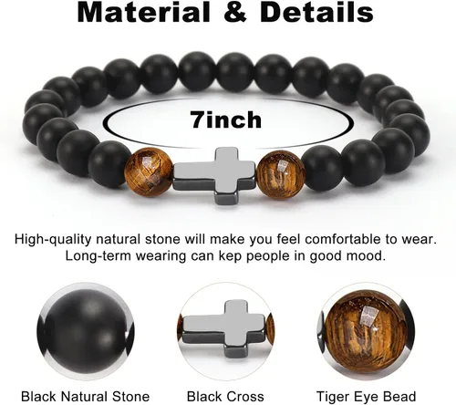 Miniatura 3 de Pulsera de piedra natural para hombres, hijo, papá, abuelo, papá, marido, tío, niños, hermano, sobrino. Recupérate pronto, jubilación, regreso a