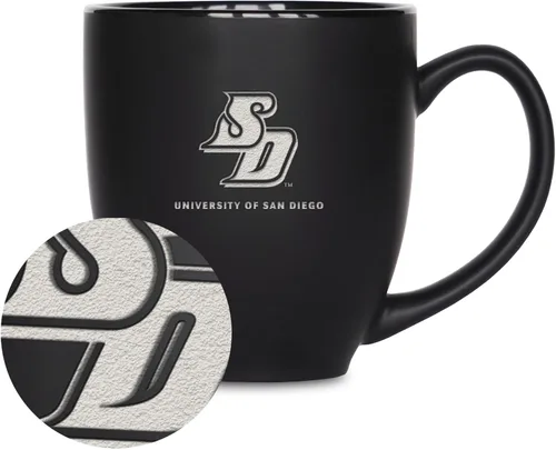Miniatura 319 de Rico Industries - Taza de cerámica mate negra con grabado láser estándar de 15oz para NCAA (escuelas T & U) - Para bebidas calientes o frías