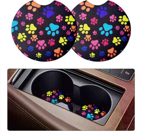 Miniatura 8 de Posavasos de coche Osilly para bebidas, 2 unidades absorbentes con diseño de camuflaje y bandera de EE. UU. para mujeres y hombres, inserto