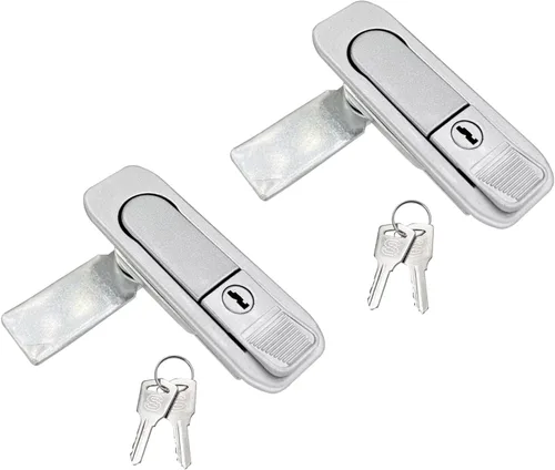 Miniatura 2 de Cerradura emergente para panel de gabinete eléctrico, cerradura de leva de puerta, color plateado con llaves (plata, llaves)