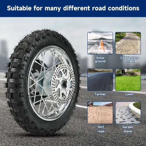 Miniatura 8 de FVRITO Reemplazo del conjunto de rueda trasera para Razor MX500 MX650 SX500 Mini Dirt Rocket Bike 2.50-10 2.50x10 Tubo de neumático Llanta de cadena