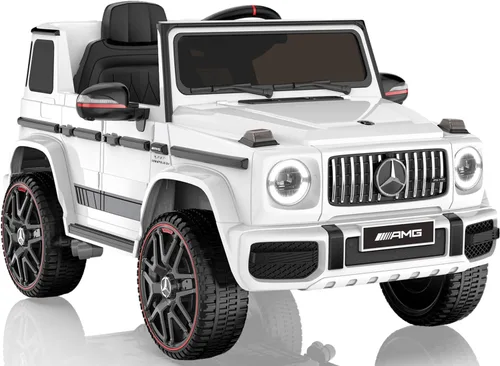 Miniatura 11 de ANPABO Auto de juguete Mercedes-Benz G63 con licencia, para niños, 12 V, con control remoto para padres, aviso de batería baja, faro delantero LED