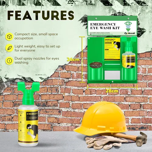 Miniatura 3 de CGOLDENWALL Estación de lavado de ojos de emergencia, estación portátil de lavado de ojos, kit de lavado de ojos montado en la pared, aprobado por