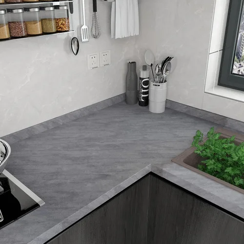 Miniatura 9 de 3yecao Papel de contacto de hormigón gris grueso de 16"×118" pulgadas para encimeras Papel tapiz de hormigón gris 3D despegar y pegar removible