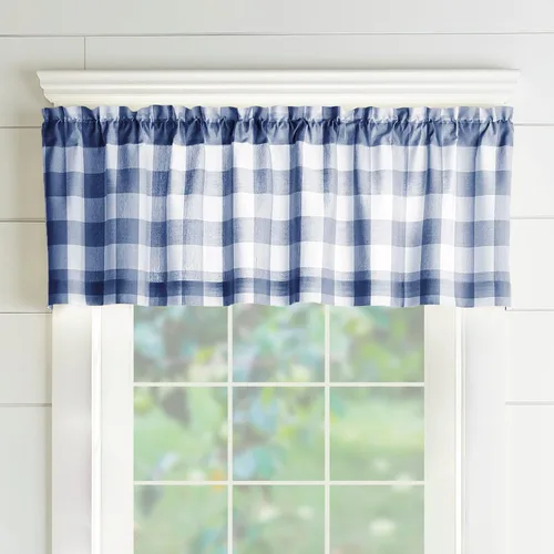 Miniatura 20 de Elrene Home Fashions Farmhouse Living Buffalo-Check Juego de cortinas de dos niveles para baño o cocina, 30" x 24" (Juego de 2 niveles), Gris/Blanco
