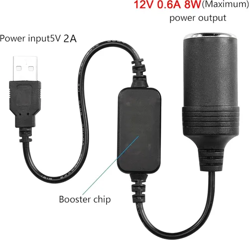 Miniatura 4 de CERRXIAN Cable de alimentación adaptador de toma de mechero de cigarrillos de 12V 8W macho USB A de 1 pie para cámara de salpicadero, GPS, tiras