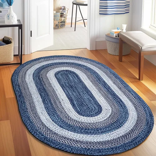 Miniatura 27 de Super Area Rugs - Alfombra trenzada rústica en tonos taupe y gris oscuro, ovalada para puerta/entrada principal, alfombra tejida para exteriores, 2
