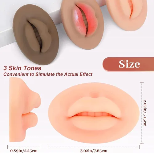 Miniatura 3 de Tattoo Fake Lips 3Pcs Tattoos Practice Lips 5D Silicone Lip for Makeup Practices Realistic Tattooss Practicess Skins Training Microblading Practics