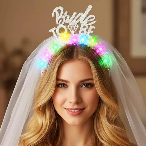 Miniatura 2 de JONKY Diadema de velo de novia iluminada, accesorios de despedida de soltera para mujer