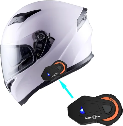 Miniatura 10 de 1Storm Casco de motocicleta para bicicleta de calle con doble visera/visera solar, casco completo con luz trasera LED: Negro mate Z LED negro mate