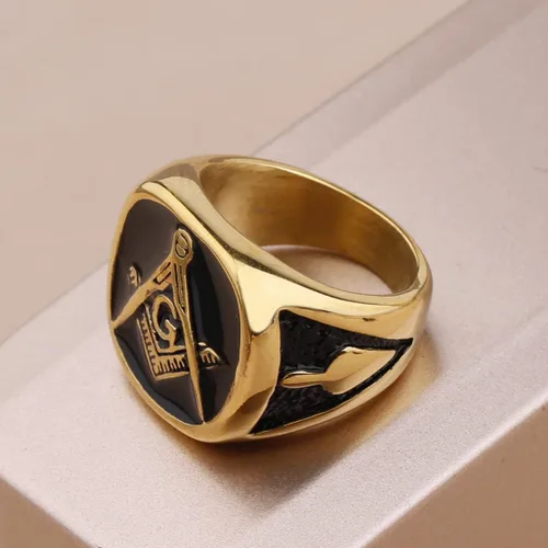 Miniatura 3 de Anillos de motociclista masónico con diseño masónico de maestro masón, joyería estilo sello masónico, joyería con sello masónico, Metal
