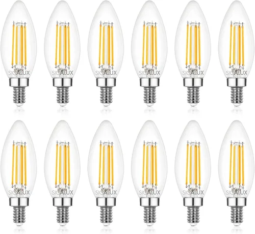 Miniatura 10 de Bombillas LED E12 para candelabro, regulables, equivalentes a 60 W, 4.5 W, blanco suave, 2700 K, 500 lúmenes, punta de llama CA10, bombilla