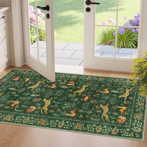 Miniatura 92 de DUKINO Alfombra de área de 6 x 9 pies, alfombra floral para sala de estar, ligera, antideslizante, lavable, alfombra de interior de pelo bajo