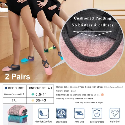 Miniatura 128 de Ozaiic - Calcetines de yoga para mujer con correas y agarres antideslizantes, ideales para pilates, Pure Barre, ballet, danza y entrenamiento