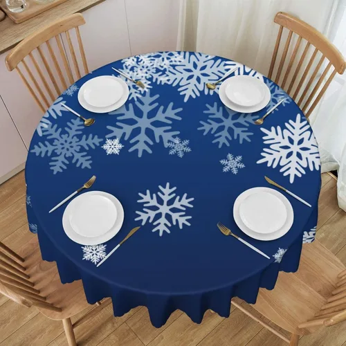 Miniatura 25 de Mantel redondo de 60 x 60 pulgadas con diseño de campanas de Navidad, de poliéster, resistente a las manchas y a las arrugas, mantel para cocina
