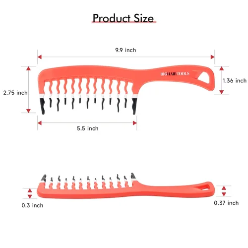 Miniatura 2 de Peine desenredante de dientes anchos extra grande para cabello grueso, rizado, ondulado y natural, eliminación de nudos sin dolor, antiestático