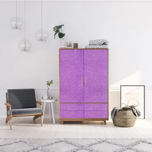 Miniatura 6 de Kitico Papel tapiz morado con purpurina para despegar y pegar, autoadhesivo, decorativo, decoración de bricolaje, 17.7 x 118.1 pulgadas Púrpura