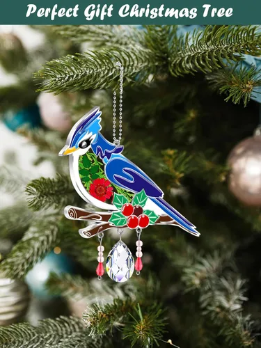 Miniatura 9 de KY&BOSAM Blue Bird - Campanillas de viento de cristal con dijes de metal, prismas de arco iris coloridos para decoración de jardín para mamá/abuela