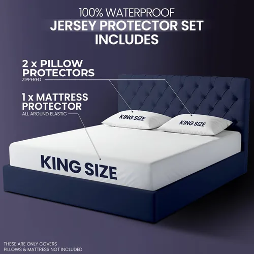 Miniatura 2 de Protector de colchón impermeable y fundas de almohada, tamaño King, incluye 2 protectores de almohada con cremallera y 1 juego de funda de colchón
