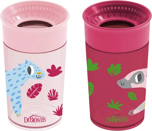 Miniatura 23 de Dr. Brown's Milestones Cheers 360 - Vaso de transición sin boquilla, apto para viajes y sin fugas, para bebés y niños pequeños, animales azul/verde
