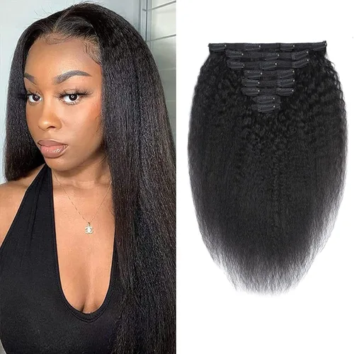 Miniatura 10 de Extensiones de cabello ondulado con clip, rizado natural, 100% cabello humano brasileño sin procesar, para mujeres negras (12 pulgadas)