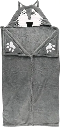 Miniatura 3 de Manta con capucha portátil Lazy One para niños, manta con capucha de animales (lobo)