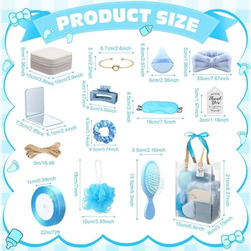 Miniatura 3 de 74 piezas de premios de baby shower para ganadores de juegos, regalos de baby shower, incluyendo diadema, cepillo para el cabello, joyero con bolsa