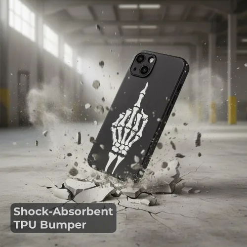 Miniatura 5 de X spirit Funda de teléfono de calavera para iPhone 13, dedo medio, diseño gótico luminoso de esqueleto genial oscuro y con estilo emo, estilo rock n