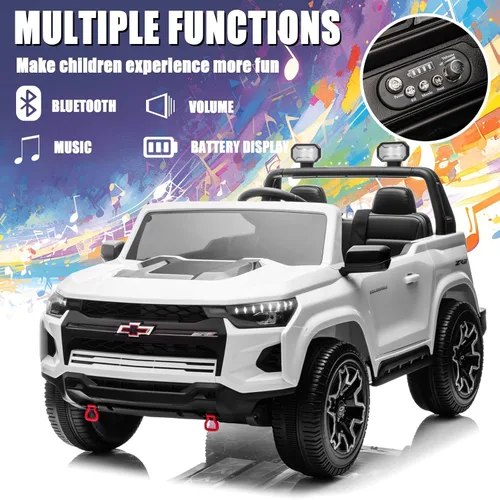 Miniatura 2 de POSTACK Vehículo de juguete para niños de 24 V y 7 Ah con licencia oficial de Chevrolet de 2 asientos con control remoto, luces LED y reproducción