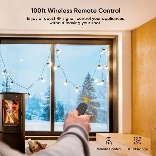 Miniatura 4 de TREATLIFE Enchufe de atenuación con control remoto inalámbrico de 100 pies, resistencia a la intemperie IP44, atenuador al aire libre para luces