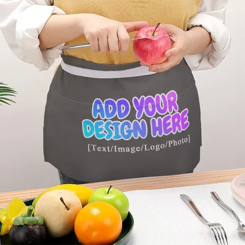 Miniatura 202 de AXKEUDO Delantal personalizado con bolsillos, delantales de cintura para camarera para cocinar en casa, restaurante, servir trabajo