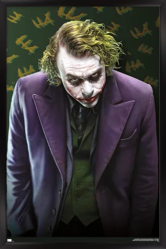 Trends International DC Comics - Póster de pared The Joker - The Dark Knight, 22.375 x 34 pulgadas, versión enmarcada en negro Versión con marco