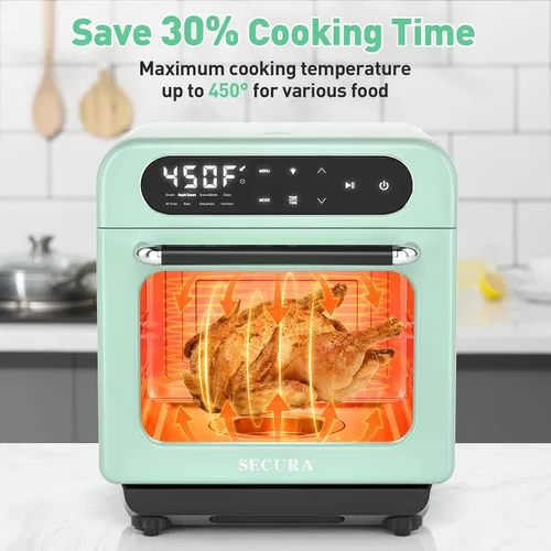 Miniatura 5 de Secura Horno de vapor multifunción con freidora de aire, horno compacto de 13 cuartos de galón con horneado de convección, freidora de aire, vapor