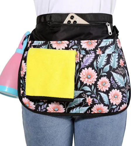 Miniatura 10 de Bafelia Delantal Organizador de Limpieza de Tamaño Pequeño para Mujeres con 5 Bolsillos, Suministros de Limpieza Profesionales Impermeables