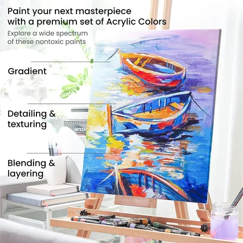 Miniatura 5 de ARTEZA Juego de pintura acrílica y juego de pintura de acuarela, suministros de arte de pintura para artistas, pintores de pasatiempos