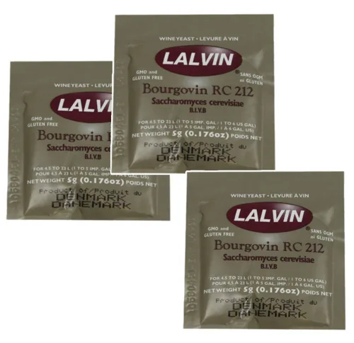 3 x Lalvin RC 212 Levadura Vino Tinto 0.18 oz Homebrew Fabricación de Vino 4.5L-23L Pinot Noir