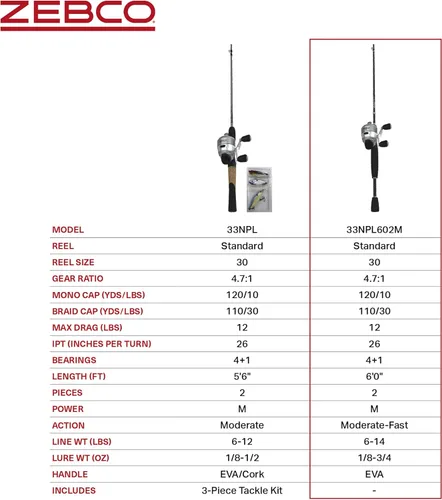 Miniatura 7 de Zebco 33 Platinum Spincast carrete y caña de pescar, embrague anti-marcha atrás