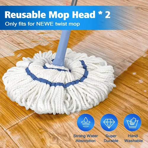 Miniatura 2 de NEWE 2 paquetes de repuesto de cabezal de trapeador autoescurridor, repuestos de trapeador giratorio para limpiar madera, madera dura, azulejos